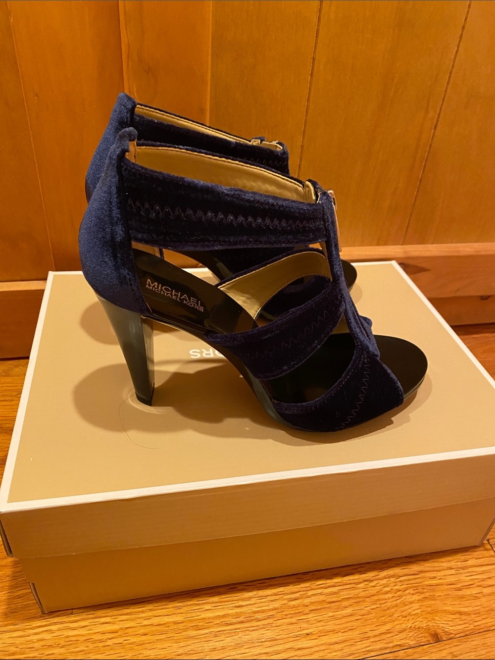 Michael Kors Deep Navy Suede Cutout High Heel Sandals